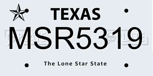 MSR5319 Texas License Plate