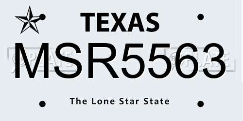 MSR5563 Texas License Plate