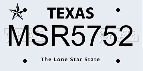MSR5752 Texas License Plate