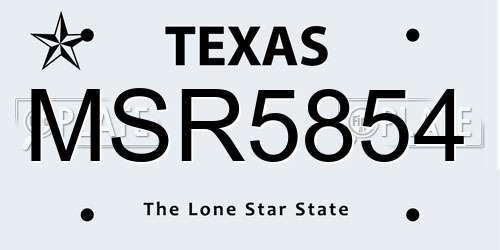 MSR5854 Texas License Plate