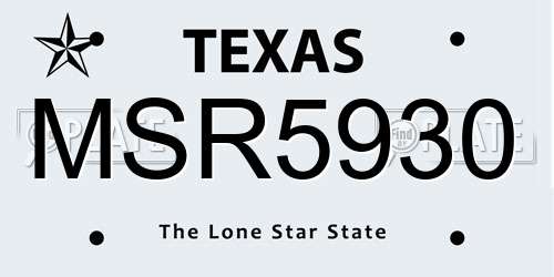 MSR5930 Texas License Plate