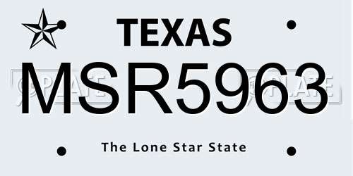 MSR5963 Texas License Plate