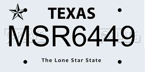 MSR6449 Texas License Plate