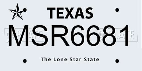 MSR6681 Texas License Plate