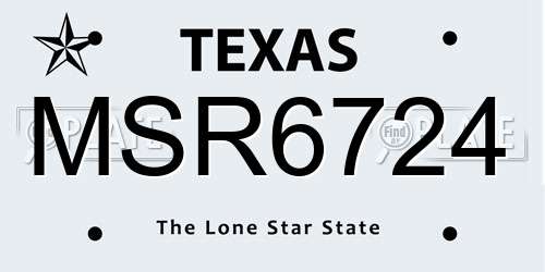 MSR6724 Texas License Plate