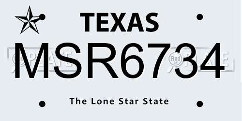 MSR6734 Texas License Plate