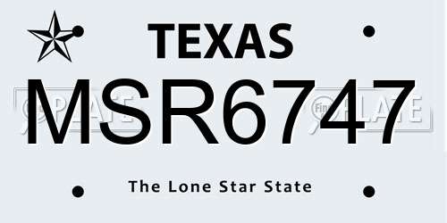 MSR6747 Texas License Plate