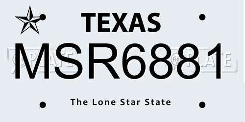 MSR6881 Texas License Plate