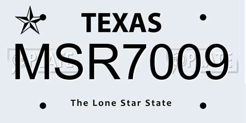 MSR7009 Texas License Plate