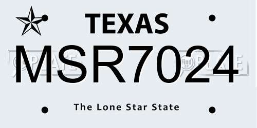 MSR7024 Texas License Plate