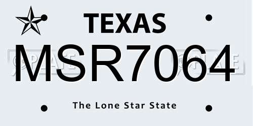 MSR7064 Texas License Plate