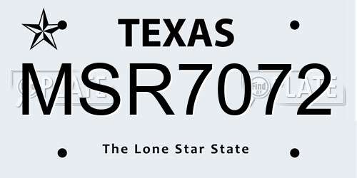 MSR7072 Texas License Plate