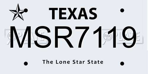 MSR7119 Texas License Plate