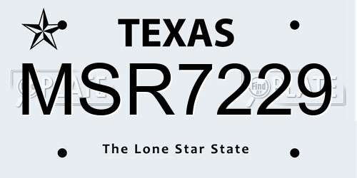 MSR7229 Texas License Plate