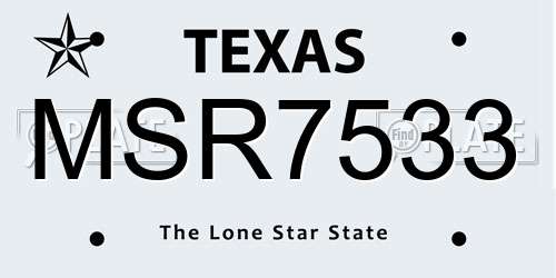 MSR7533 Texas License Plate