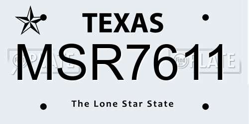 MSR7611 Texas License Plate