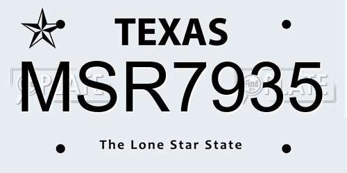 MSR7935 Texas License Plate