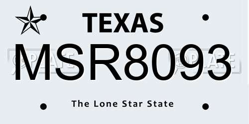 MSR8093 Texas License Plate