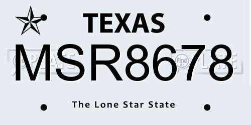MSR8678 Texas License Plate