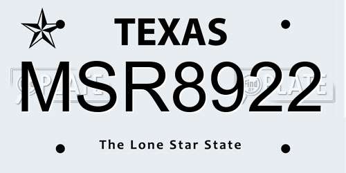 MSR8922 Texas License Plate