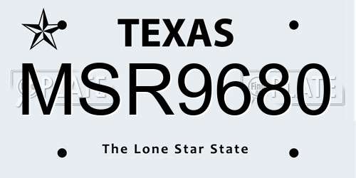 MSR9680 Texas License Plate