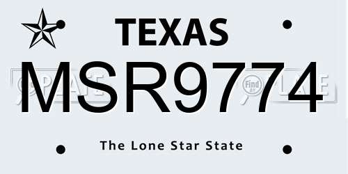 MSR9774 Texas License Plate
