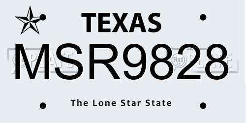 MSR9828 Texas License Plate