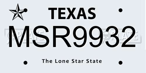 MSR9932 Texas License Plate