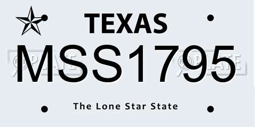 MSS1795 Texas License Plate