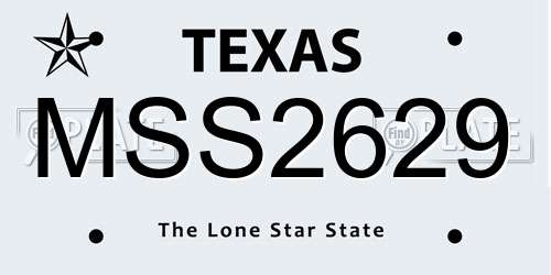 MSS2629 Texas License Plate