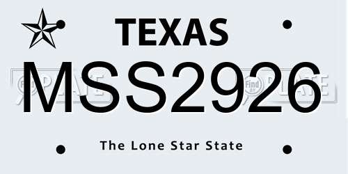 MSS2926 Texas License Plate