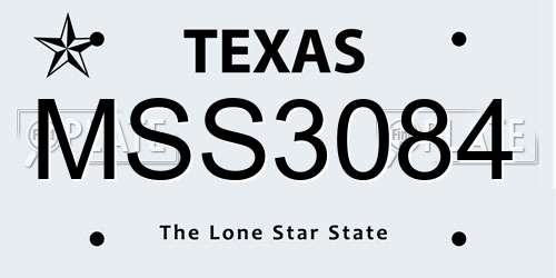 MSS3084 Texas License Plate