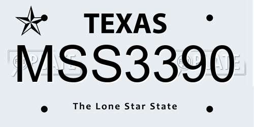 MSS3390 Texas License Plate