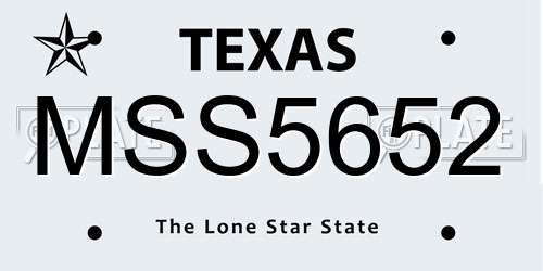 MSS5652 Texas License Plate