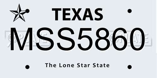 MSS5860 Texas License Plate