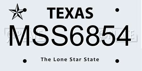 MSS6854 Texas License Plate