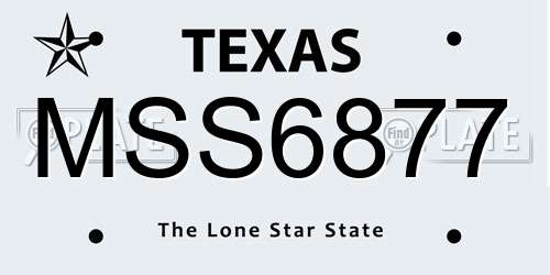 MSS6877 Texas License Plate