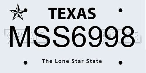 MSS6998 Texas License Plate