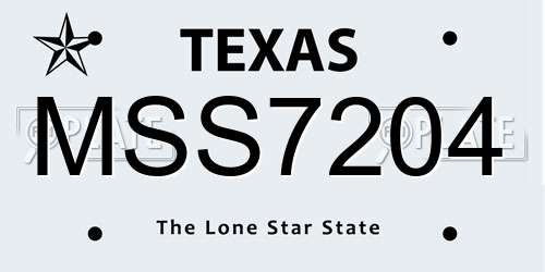 MSS7204 Texas License Plate