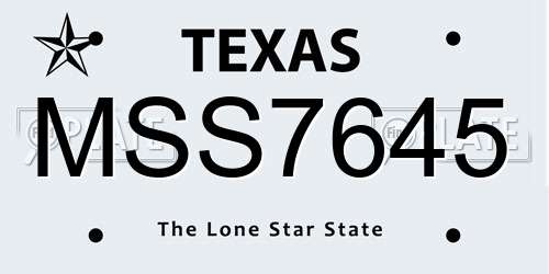 MSS7645 Texas License Plate