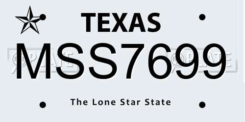 MSS7699 Texas License Plate