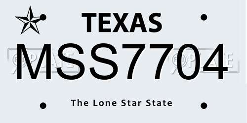 MSS7704 Texas License Plate