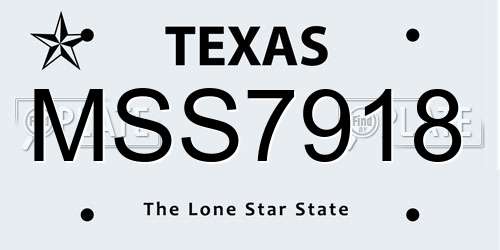 MSS7918 Texas License Plate