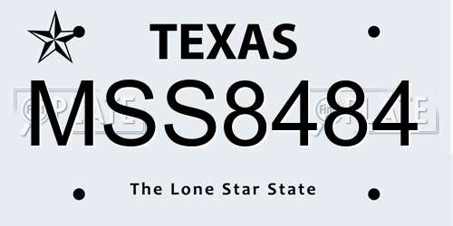 MSS8484 Texas License Plate