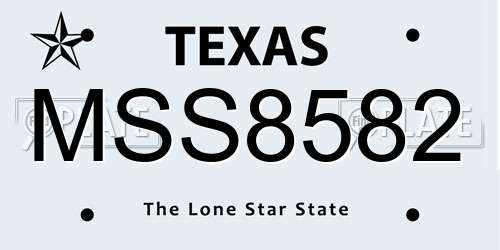 MSS8582 Texas License Plate