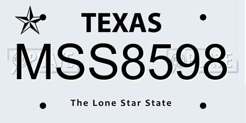 MSS8598 Texas License Plate