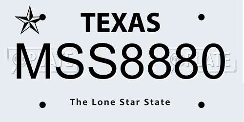 MSS8880 Texas License Plate