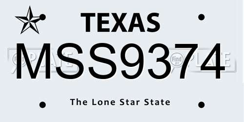 MSS9374 Texas License Plate