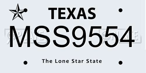 MSS9554 Texas License Plate
