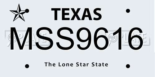 MSS9616 Texas License Plate